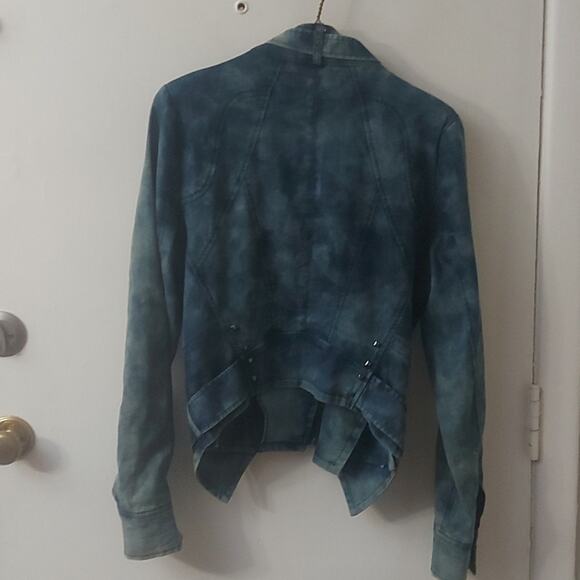 Studded Denim Moto Jacket Forever 21 M  Bikercore Festival Streetwear Rocker - Picture 5 of 11